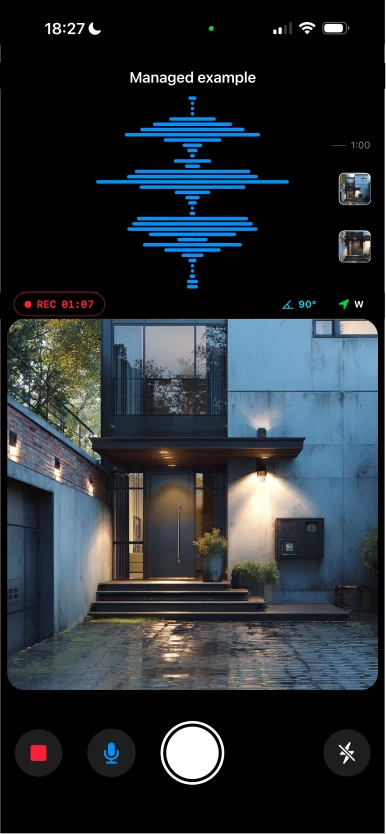 Real-time timeline with audio and photos