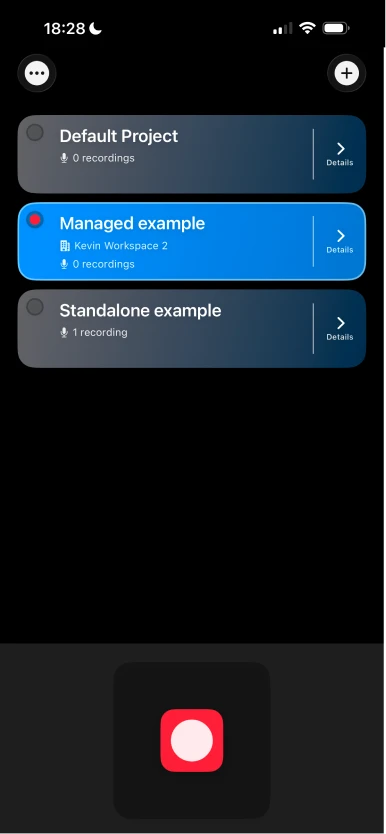 Project management and one-tap upload